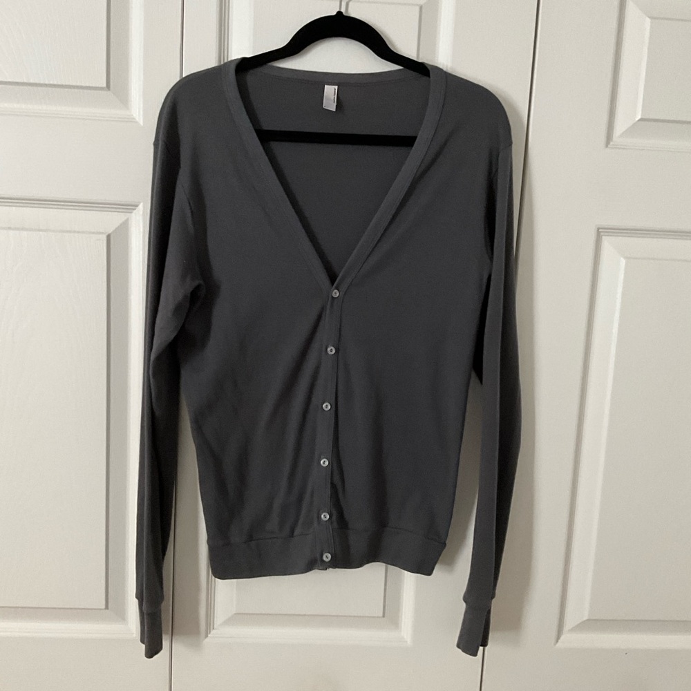 American Apparel Vintage Original Gray Cotton Cardigan Sweater Sz Small